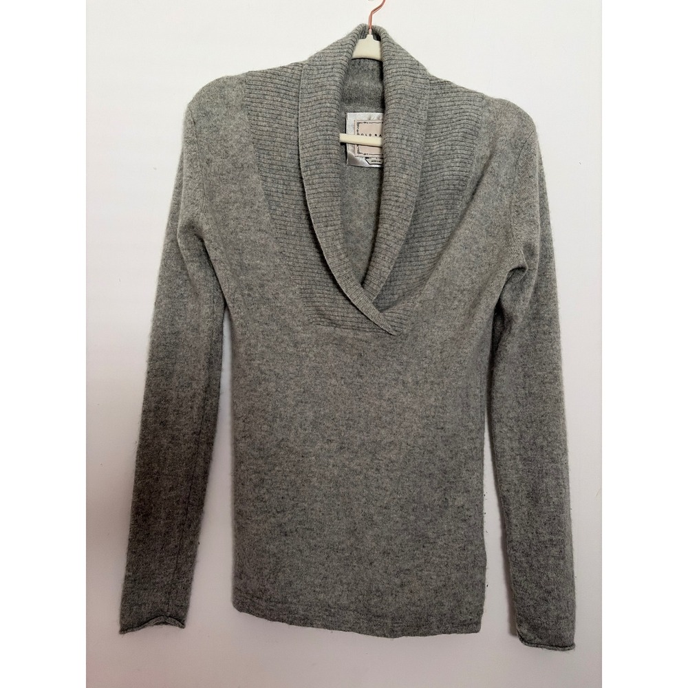 Old Navy Cashmere Sweater Womens M Gray Shawl Collar V-Neck Preppy Cozy Luxury